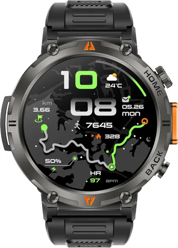 Miniatura 17 de Foxhawk Reloj inteligente militar para hombre, 1.45 pulgadas, resistente GPS, reloj inteligente táctico con brújula linterna LED, reloj de fitness