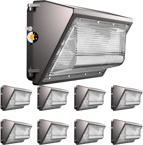 Lightdot Paquete de 8 luces LED de pared de 150 W, fotocélula del atardecer al amanecer de 100 a 277 V | 22500LM (150Lm/W) 5000K IP65 iluminación de