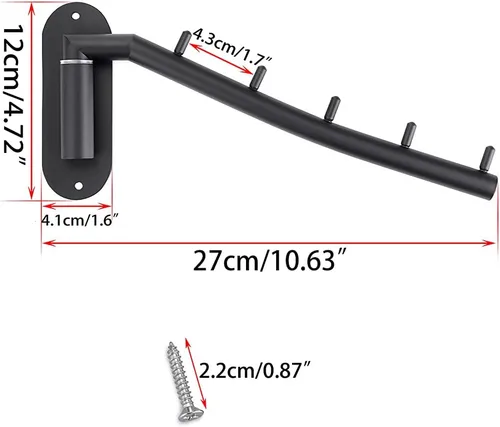 Miniatura 3 de Sumnacon Perchero de acero inoxidable para colgar ropa, 2 piezas, gancho para ropa con brazo oscilante, organizador de almacenamiento de bata Negro