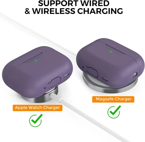 Miniatura 3 de AHASTYLE Funda protectora de silicona para AirPods Pro 2 [LED frontal visible] Compatible con AirPods Pro de 2ª generación (Púrpura)