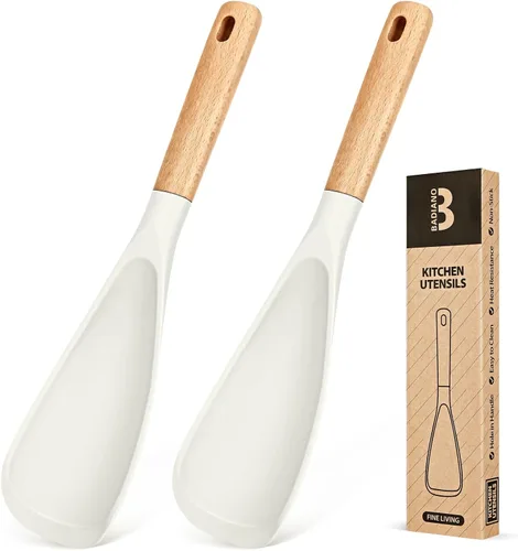 Miniatura 9 de Cuchara de cocina para utensilios de cocina antiadherentes, ideal para cocinar y servir silicona mate resistente sin BPA, cuchara con mango de Negro