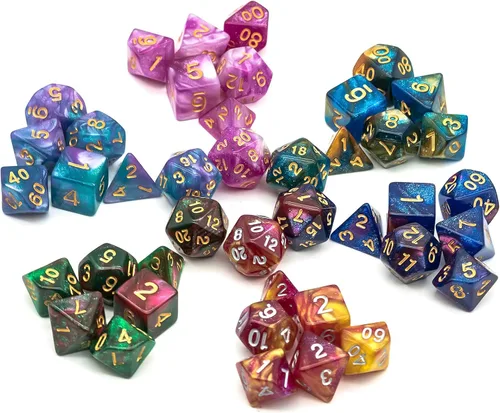 Miniatura 34 de 5 juegos de dados DND, juego de dados poliédricos (35 piezas) con bolsa de troquel de cuero, juego de troqueles D&D para juegos de mesa RPG