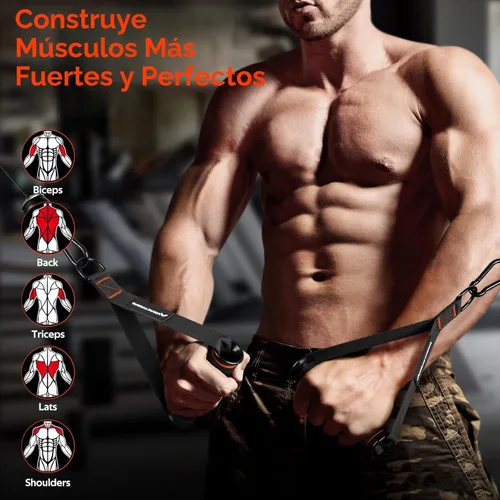 Miniatura 5 de RENRANRING Asas de Ejercicio para Gimnasio, Accesorios de Reemplazo para Poleas de Máquina de Cable, Banda de Resistencia y Entrenador de Fuerza
