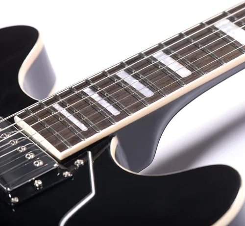 Miniatura 8 de Redid Guitarra eléctrica de cuerpo semihueco RD-100 Guitarra de jazz con agujero F, cuello de arce, pastillas humbucker (negro)