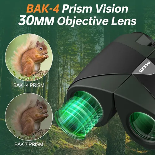 Miniatura 4 de Prismáticos compactos de 15 x 30 para adultos y niños - Occer prismáticos de gran vista de alta potencia para observación de aves - Prismáticos Verde