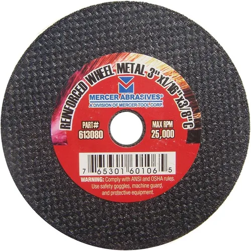 Mercer Industries 613080-3" x 1/16" x 3/8" Ruedas de corte para metal (paquete de 100)
