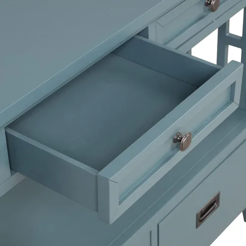 Miniatura 6 de Mesa consola de granja con 4 cajones y estante de almacenamiento, mesa de entrada de madera, sofá, aparador para sala de estar, cocina, comedor