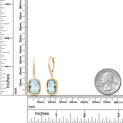 Miniatura 6 de Gem Stone King Aretes colgantes de plata de ley 925 con piedra natal y diamantes blancos cultivados en laboratorio de 4.60 quilates para mujer