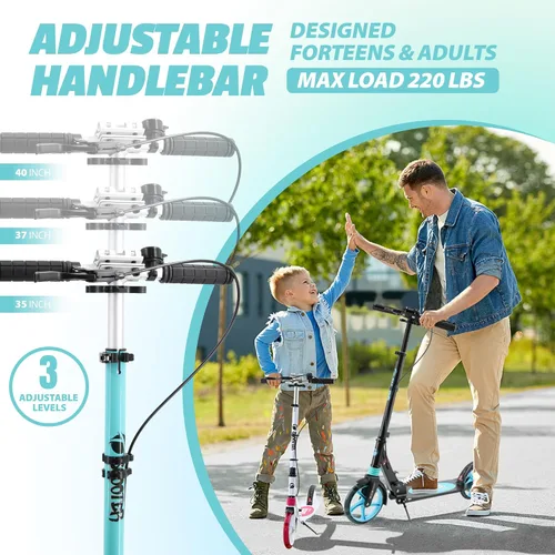 Miniatura 2 de Scooter para niños a partir de 8 años, adolescentes y adultos, scooter ligero con correa de transporte de altura ajustable equipado con freno