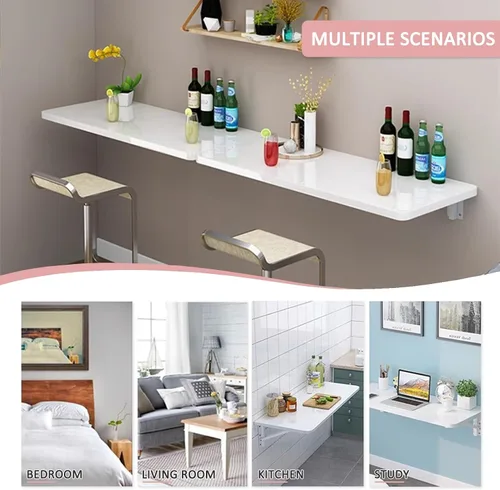 Miniatura 5 de Escritorio de montaje en pared resistente Juego de barra de desayuno mesa plegable para colgar en la pared para espacios pequeños Cocina Balcón