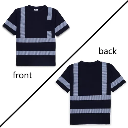 Miniatura 5 de VENDACE Camisas de seguridad para hombre, paquete de 3 camisetas de trabajo de manga corta reflectantes de alta visibilidad para hombre, color negro