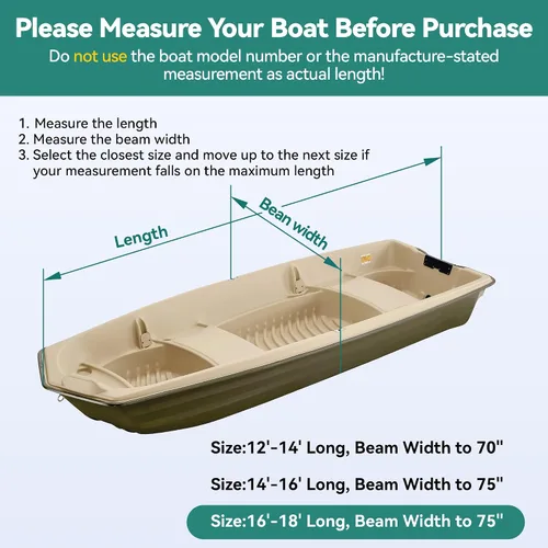 Miniatura 7 de Cubierta de barco resistente de 5 capas 1200D para bote Jon de 16 pies - 18 pies con cubierta para motor, 100% impermeable, remolcable, cubiertas