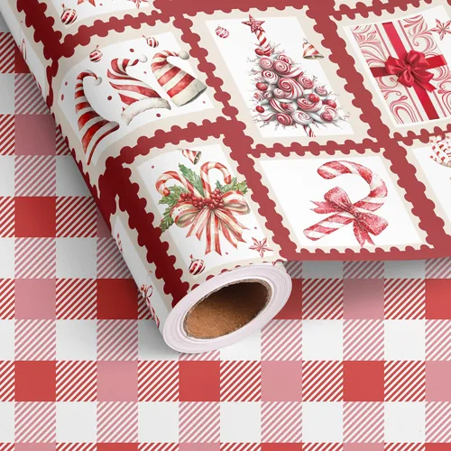 Miniatura 18 de Dtiafu Papel de Regalo Navideño Afroamericano Papel de Regalo Negro de Papá Noel a Granel Diseños Lindos de Navidad para Personas Negras