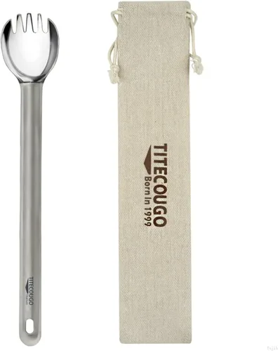 Miniatura 8 de TITECOUGO Vajilla multifuncional de titanio puro para exteriores, tenedor, cuchara y tenedor