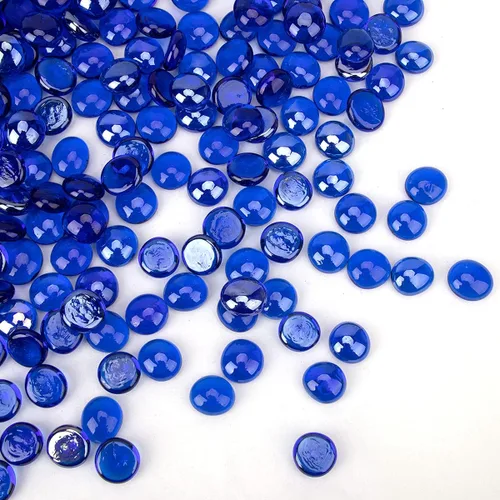 Miniatura 3 de [18 libras] Cuentas de vidrio para fuego, gotas de vidrio, cuentas planas de vidrio para fogata de gas, chimenea, brillo azul cobalto, gemas
