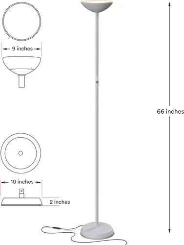 Miniatura 7 de Brightech SkyLite - Lámpara de pie LED, lámpara de pie súper brillante para salas de estar y oficinas, lámpara de antorcha alta regulable de 3 vías