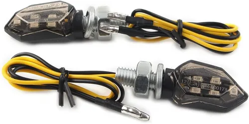Miniatura 2 de 2 luces LED intermitentes para motocicletas, 5 luces LED, mini 0.394 in y 12 V, indicador universal de motocicleta intermitente ámbar, lámpara
