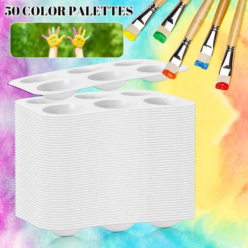 Miniatura 4 de 50 paletas de acuarela de plástico blanco, 6 paletas de pintura rectangulares, paletas de bandeja de pintura, bandejas de pintura para niños