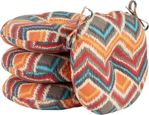 Miniatura 10 de South Pine Porch Juego de 4 cojines redondos para silla bistró de 15 pulgadas, diseño floral rojo Aloha