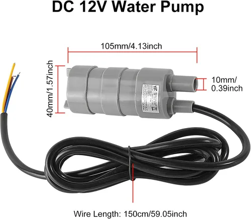 Miniatura 2 de Paquete de 2 motores sumergibles de bomba de agua de CC de cabeza alta para estanque, acuario, fuente de pecera 10L/Min 600L/H DC12V 1.2A con tubo