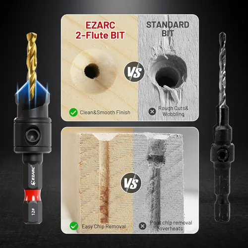 Miniatura 5 de EZARC Juego de brocas avellanadas, 12 brocas para fregadero de contador, 22 brocas para fregadero de contador