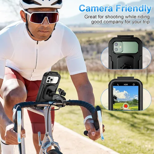 Miniatura 7 de Soporte de teléfono para bicicleta, impermeable, soporte para teléfono de motocicleta, manillar, rotación de 360°, soporte para teléfono celular