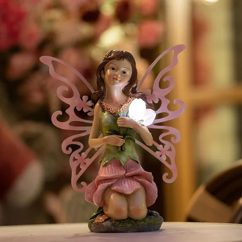 Miniatura 10 de Suyorpe Decoración de Jardín de Hadas Florales, Estatuas de Hadas de Jardín al Aire Libre, Accesorios de Figurina de Hadas al Aire Libre con Energía