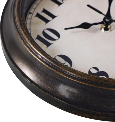Miniatura 4 de Yoiolclc Reloj de pared vintage de 8 pulgadas, retro, relojes de pared silenciosos que funcionan con pilas, para cocina, baño, dormitorio, Bronce