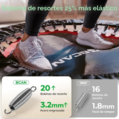 Miniatura 4 de BCAN SP2 - Mini trampolín plegable de 40/48 pulgadas, carga máxima de 330 libras/440 libras, rebote de fitness con mango de espuma ajustable, Negro