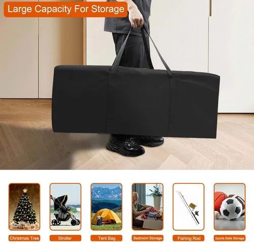 Miniatura 8 de Nomiou Bolsa de lona deportiva Bolsa grande para viajes, tela duradera 600D, bolsa de lona plegable para hombres y mujeres, Negro