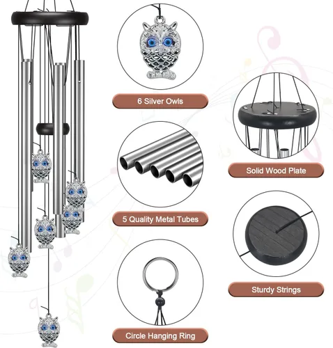 Miniatura 4 de Virekm Campanillas de Viento al Aire Libre en Oferta, Carillones de Puerta para Exterior, Campanillas de Viento de Simpatía para Decoración