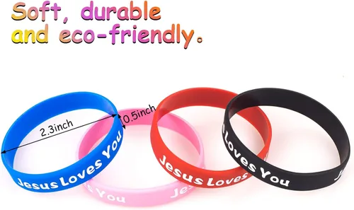Miniatura 6 de Jesus Loves You - Pulseras de goma coloridas de silicona cristiana para hombres y mujeres, regalos de fiesta, pulsera inspiradora para adultos