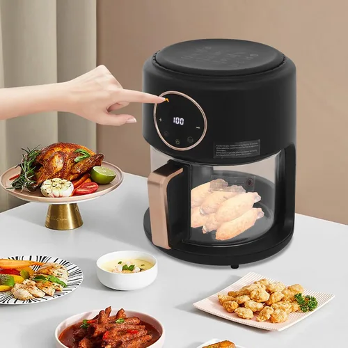 Miniatura 9 de Freidora de aire de 4.2L con ventana de cristal, LCD digital y vista de 360°, olla sin aceite 6 en 1 de 1800 W para pollo/papas fritas/verduras, más