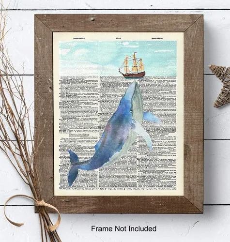 Miniatura 7 de Arte de Pared con Diccionario Náutico de Ballena - Foto de 8x10, Imagen - Océano, Mar, Playa, Decoración del Hogar, Decoración Shabby Chic - Regalo