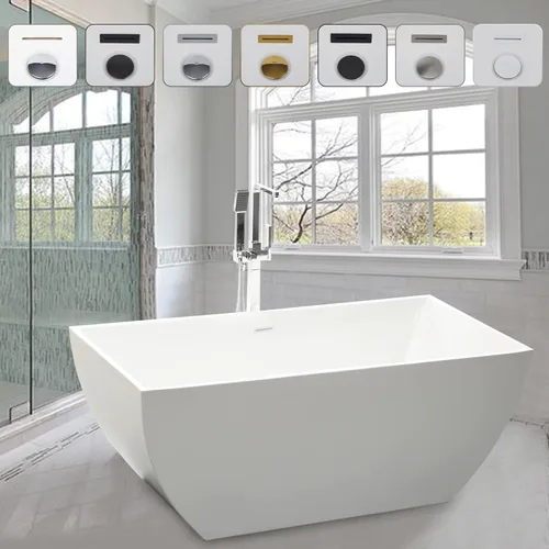 Miniatura 12 de Vanity Art Bañera independiente acrílica de 67 x 32 pulgadas Bañeras de mejoras para el hogar con diseño contemporáneo para remojar y bañarse
