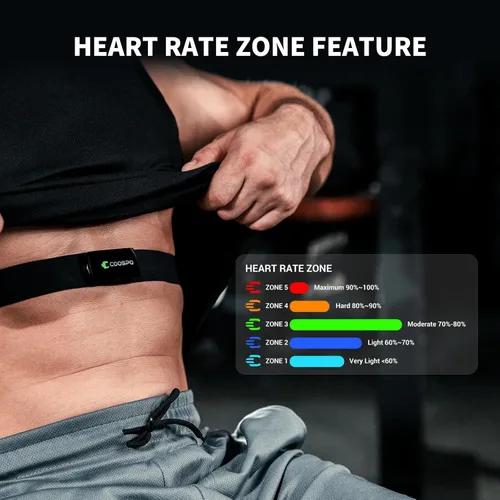 Miniatura 2 de COOSPO Monitor de ritmo cardíaco Correa de pecho H9Z, HRM Bluetooth 5.0 ANT+, monitor de frecuencia cardíaca Sensor de pecho con batería recargable