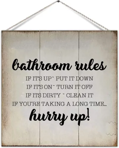 Miniatura 10 de Funny Bathroom Pallet Sign Plaque Wash Up Butter Cup Rural Wood Family Sign Board Country Bathroom Wall Hanging Decor for Toilet Restroom Bathroom
