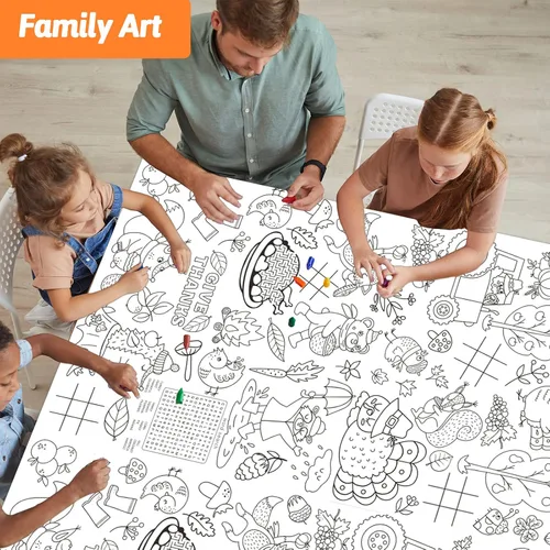 Miniatura 5 de Wiooffen 2 pósteres gigantes de Acción de Gracias para colorear de 82 x 47 pulgadas para niños, papel de otoño grande en color en papel, cubierta