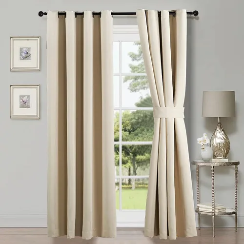 Miniatura 11 de HESTIN Juego de cortinas opacas de 4 piezas (incluye 2 paneles y 2 alzapaños), cortinas opacas con aislamiento térmico sólido con ojales