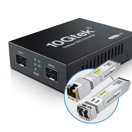 Miniatura 14 de 10Gtek un par de convertidores de medios bidi de Ethernet Gigabit, convertidor de fibra LC única de modo único a Ethernet RJ45 para X1