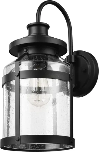 Miniatura 8 de Globe Electric 44791 Apollo - Aplique de pared para exteriores con 1 luz, bronce, pantalla de vidrio sembrado, marrón, bombilla no incluida