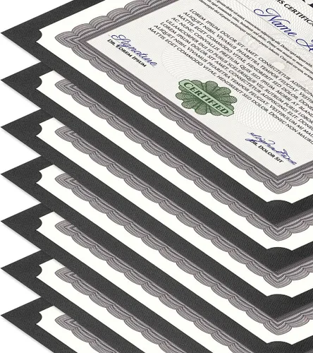 Miniatura 5 de Portatarjetas para certificados, color negro liso, juego de 10, 9-1/2" x 12" plegado con esquinas troqueladas en 80 lb