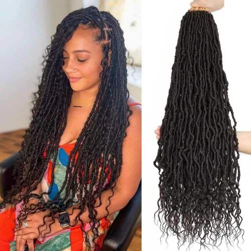 Miniatura 21 de Mytarku 8 paquetes de rastas suaves de 24 pulgadas con extremos rizados, rastas de pelo sintético de ganchillo bohemias para mujeres rastas de 1b