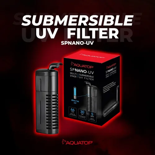 Miniatura 2 de Aquatop Filtro nano sumergible de 5 W, para 10-30 galones, caudal de 66 GPH, para agua cristalina, ideal para uso en agua dulce y salada, SPNANO-UV