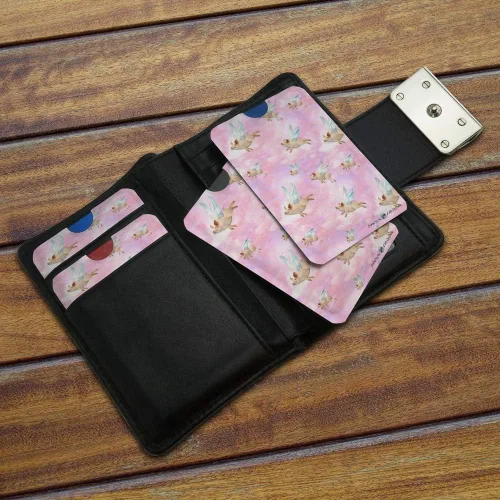 Miniatura 3 de If Pigs Could Fly Pink Clouds Wings Credit Card RFID Blocker Holder Protector Cartera Monedero Juego de 4