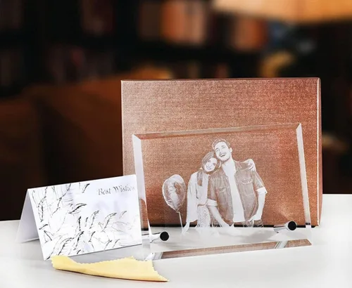 Miniatura 4 de IEK Marco de fotos de cristal personalizado, marco de fotos de cristal láser personalizado, regalo único para cumpleaños, boda, aniversario