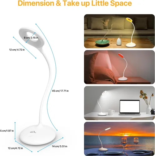 Miniatura 7 de Lámpara de escritorio recargable inalámbrica con 3 modos de color, control táctil, lámpara de mesa de 30 LED, luz de lectura de atenuación continua