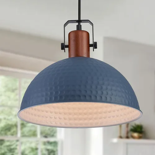 Miniatura 9 de Luces Colgantes Azules de 12 Pulgadas Martilladas Mate Luces Colgantes para Isla de Cocina Granja Industrial Altura Ajustable Lámparas Colgantes