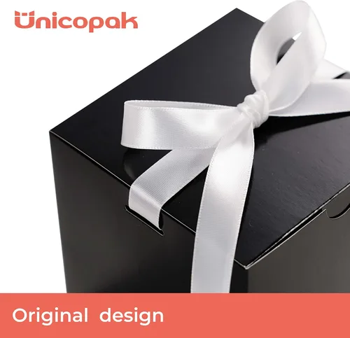 Miniatura 3 de UnicoPak Paquete de 50 cajas de regalo negras de 4 x 4 x 4 pulgadas, elegantes cajas de regalo pequeñas con tapas para fiestas de cumpleaños, bodas