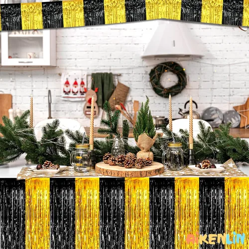 Miniatura 3 de Paquete de 6 Guirnaldas de Flecos de Papel Aluminio de 10 Pies, Serpentinas Metálicas de Oropel, Pancarta Colgante de Pared, Telón de Fondo